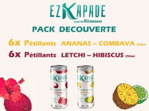 Ezkapade Pétillant de Fruit lot mixé Letchi (x6)  Ananas (x6)